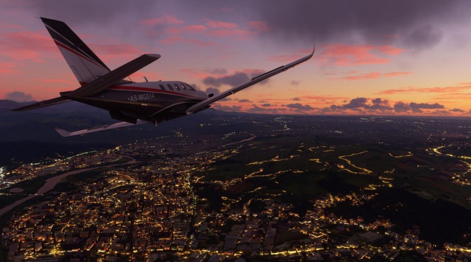 Figure 1 – Night sky and city view in Microsoft Flight Simulator (Microsoft, n. d.)