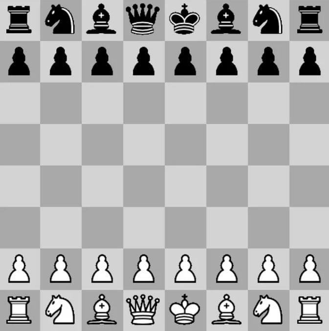 The view of our chessboard on the page after building the html