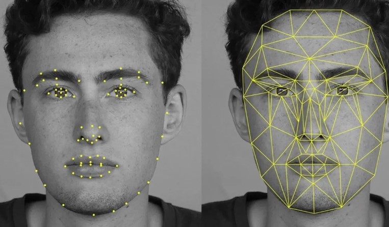 Mapping key points and analysing geometric features for facial recognition. Source: Medium