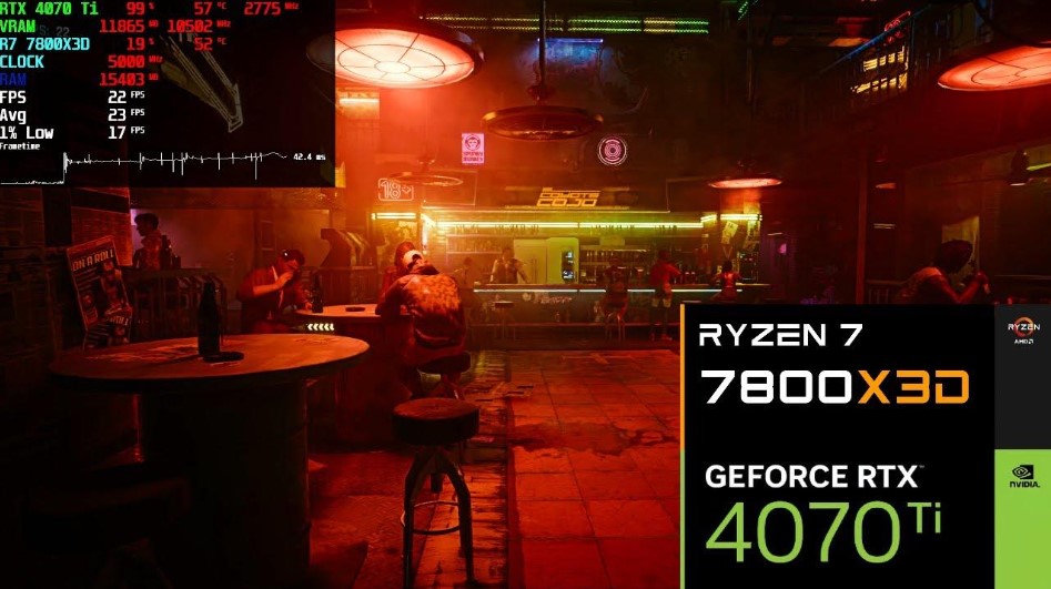 Cyberpunk 2077 RTX 4070 4K and DLSS 3 Frame Generation - Source: YouTube