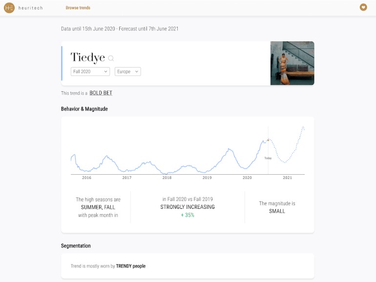 Heuritech’s trend forecasting platform gives valuable insights. Source: Heuritech