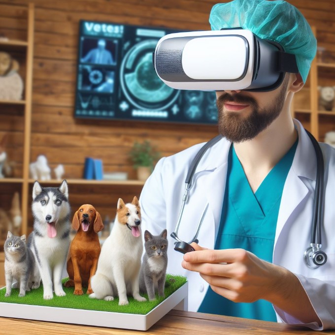 Veterinary Doctor Using AR/VR Technology to Treat Furry Friends | Source: MS Designer